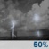 Thursday Night: A chance of showers and thunderstorms after 8pm. Mostly cloudy, with a low around 73. Chance of precipitation is 50%. Thursday Night: Chance Showers And Thunderstorms